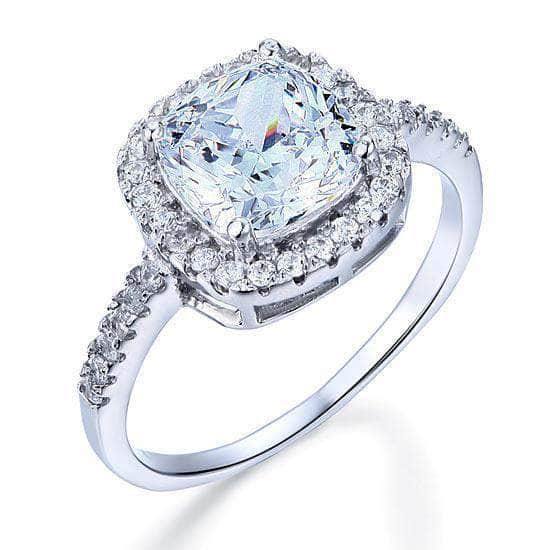 Delivery time 10 days Rings Sterling Silver 3 Ct Cushion Cut Ring