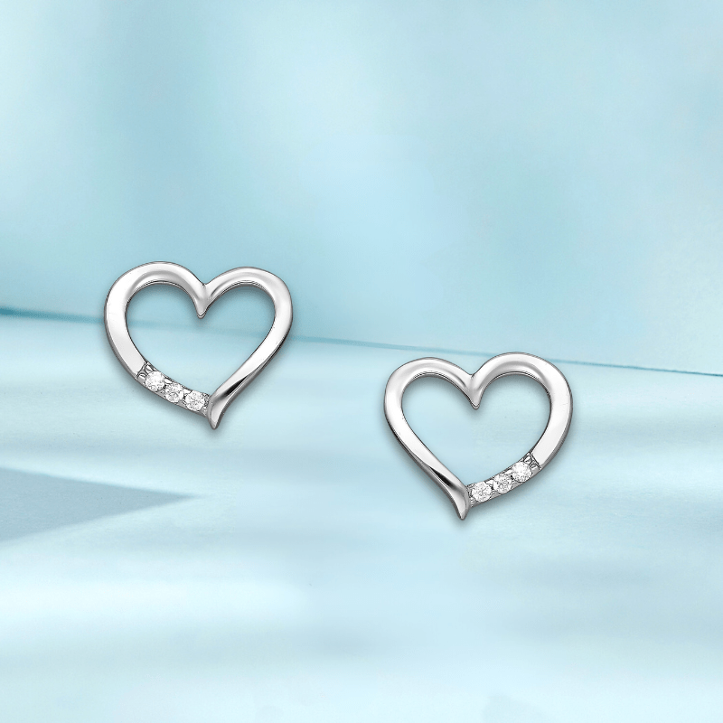 jewelaus Earrings Silver Heart Earrings