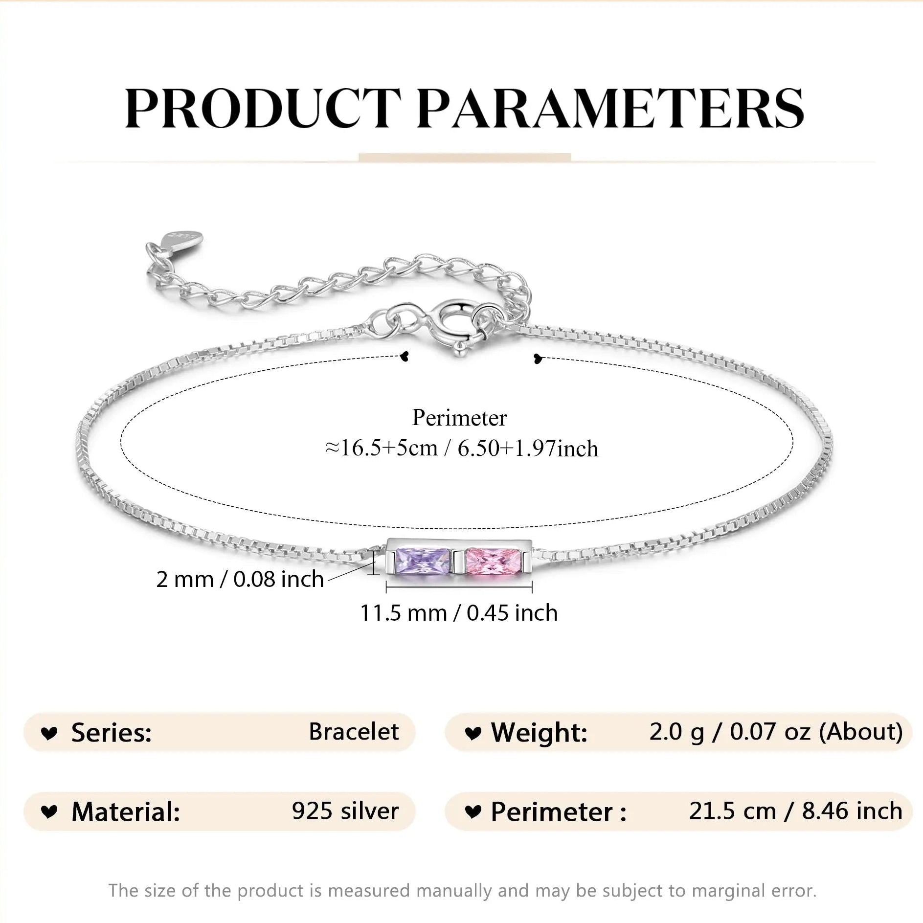 925 Sterling Silver Custom Birthstone Bracelet cmoffer