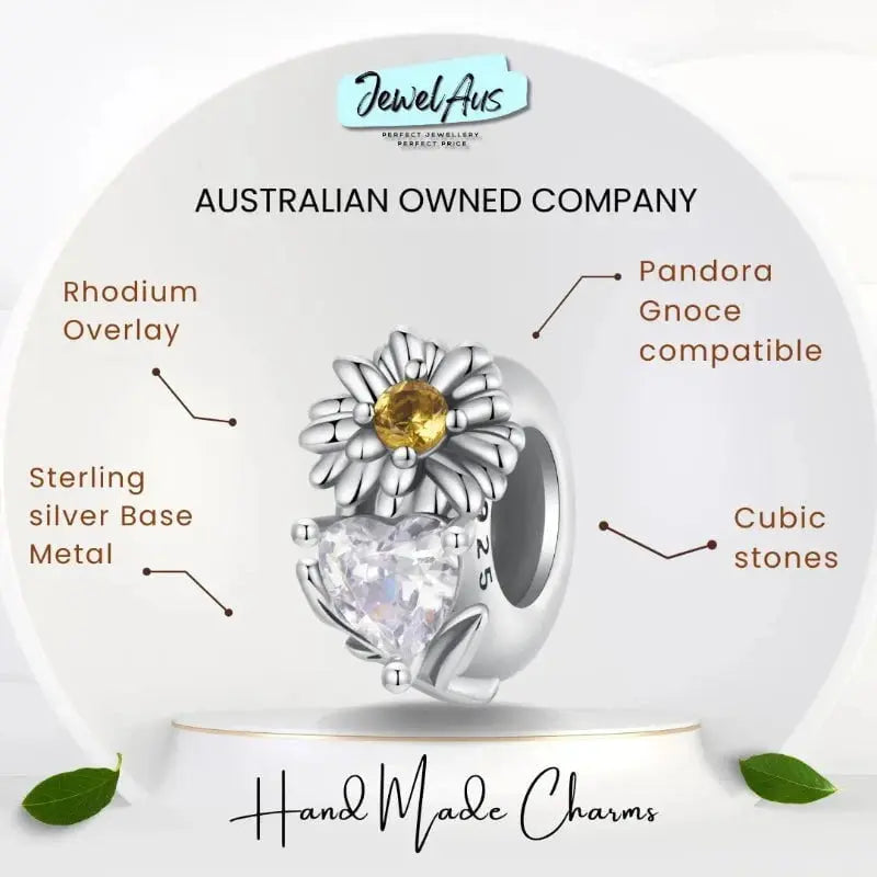 jewelaus CHARMS April Birthstone Flower Stopper Charm