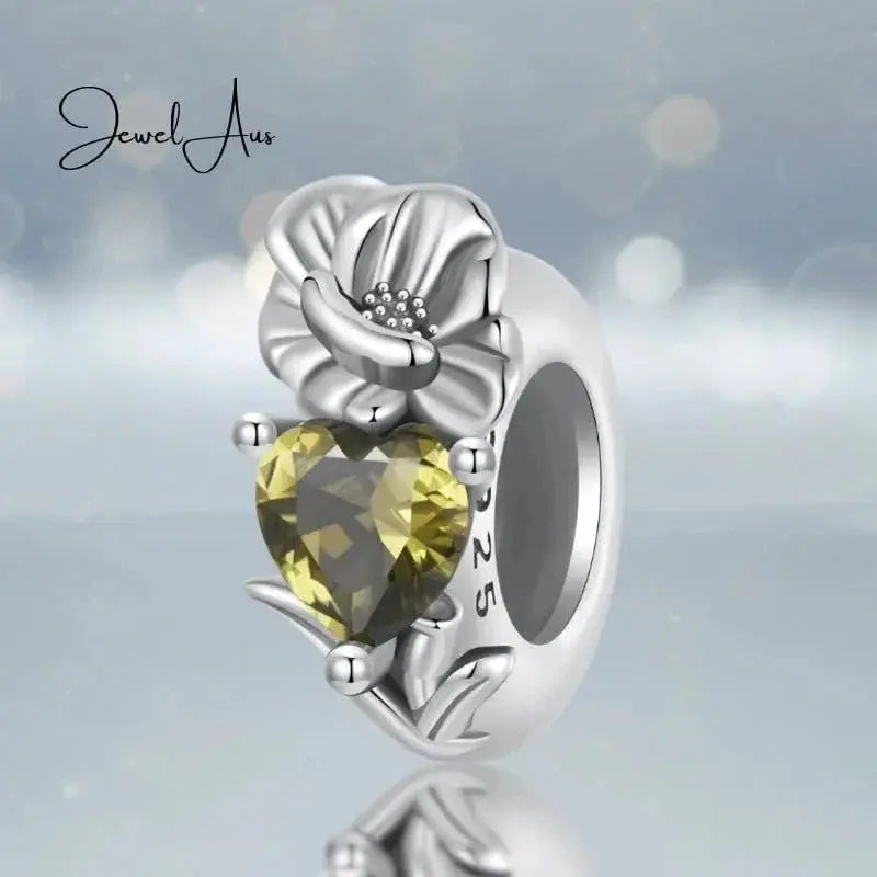 jewelaus CHARMS August Birthstone Flower Stopper Charm