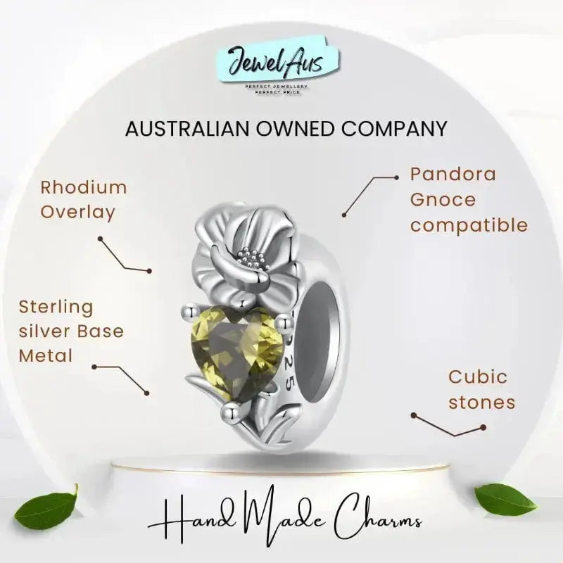 jewelaus CHARMS August Birthstone Flower Stopper Charm