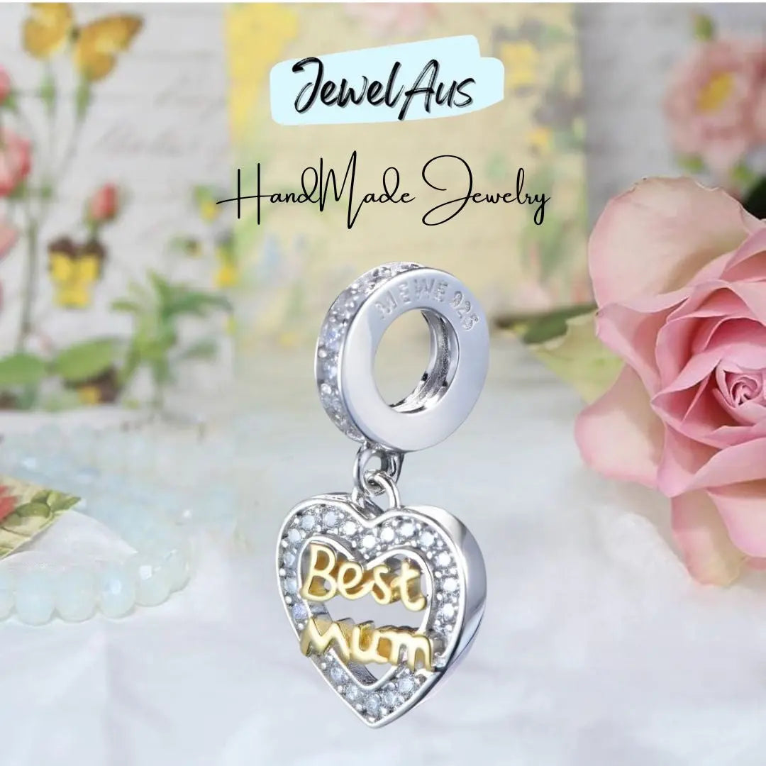Best Mum Heart Charm jewelaus