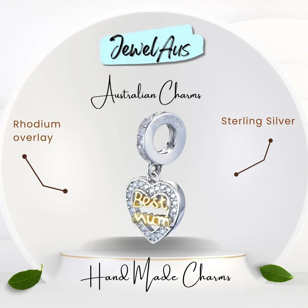 Best Mum Heart Charm jewelaus