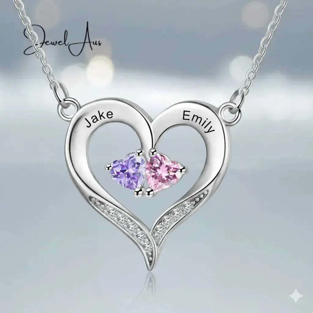 jewelaus Necklace Birthstone Heart Shape Necklace