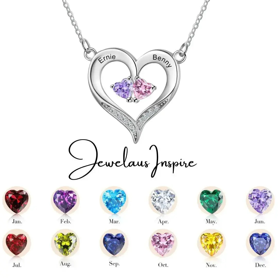 jewelaus Necklace Birthstone Heart Shape Necklace