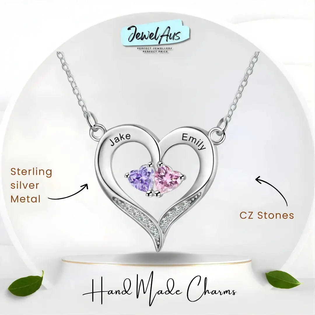 jewelaus Necklace Birthstone Heart Shape Necklace