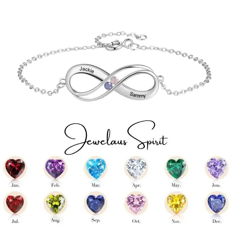 Birthstone & Engraved 925 Sterling Silver Bracelet cmoffer