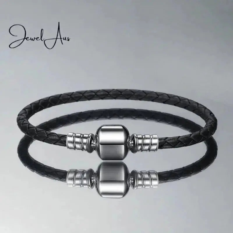 shipped in AUS CHARMS Black Leather Bracelets