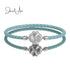 jewelaus CHARMS 19cm Blue Clover Leather Bracelet