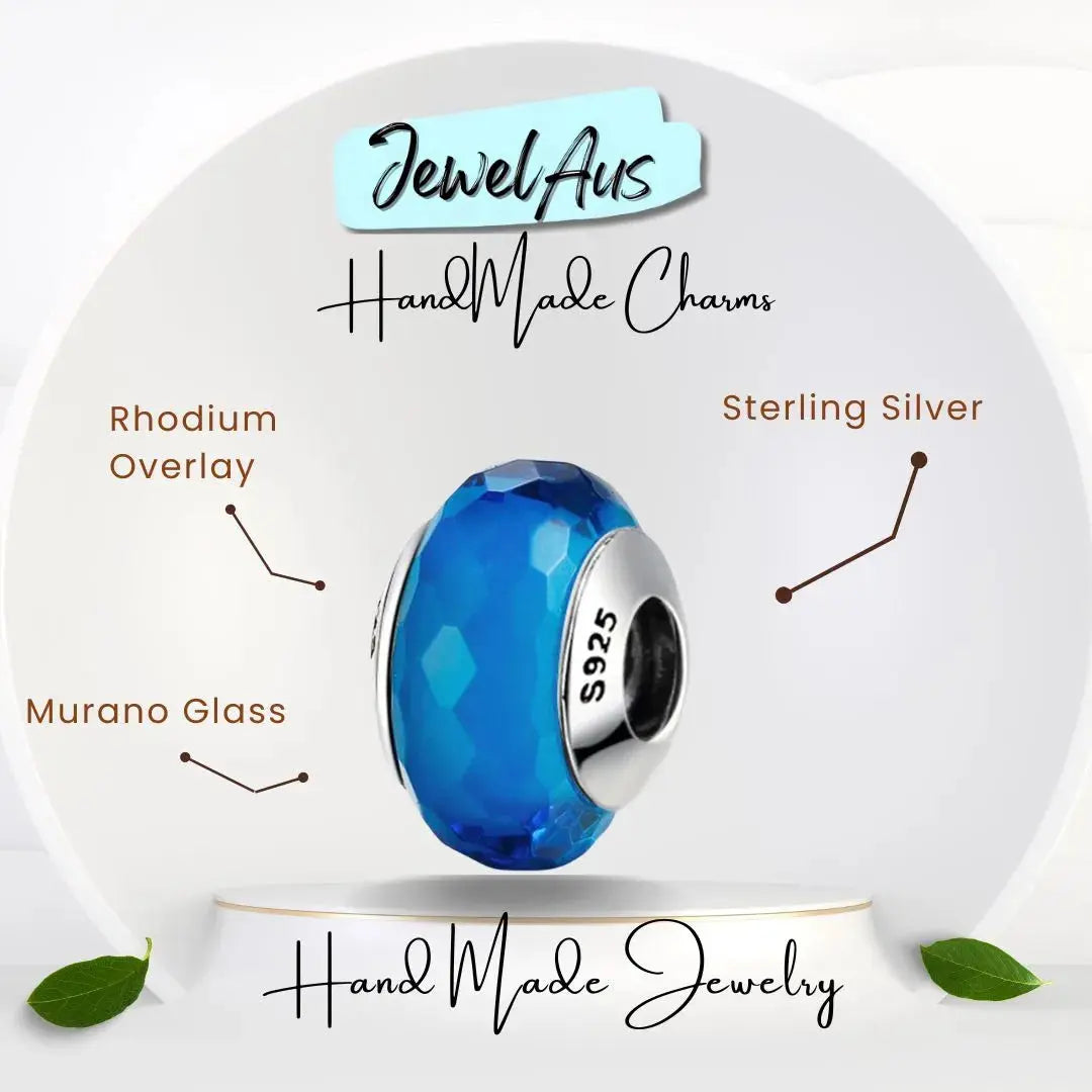 Blue Diamond Murano Charm jewelaus