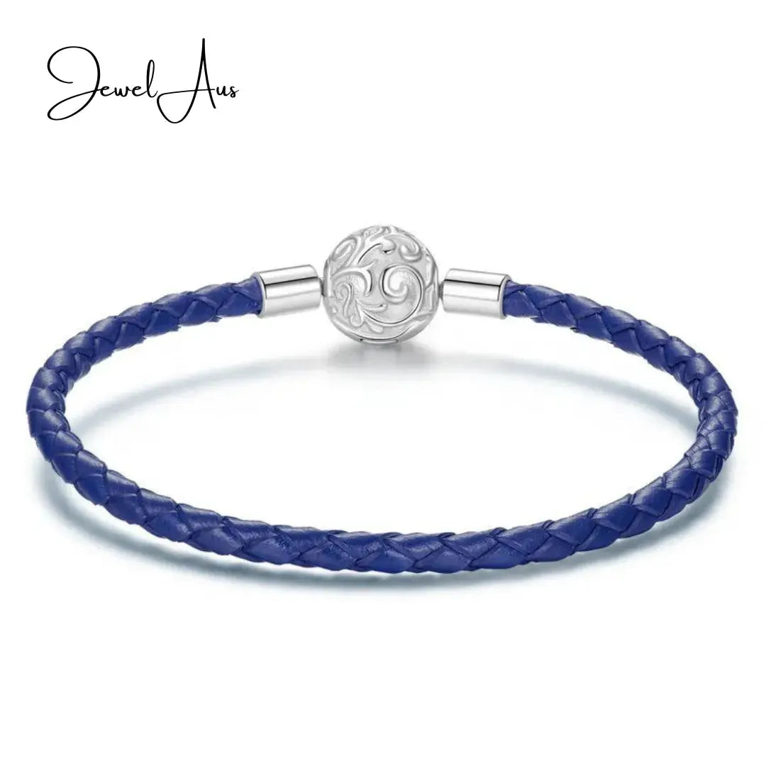 jewelaus CHARMS Blue Swirl Leather Bracelet