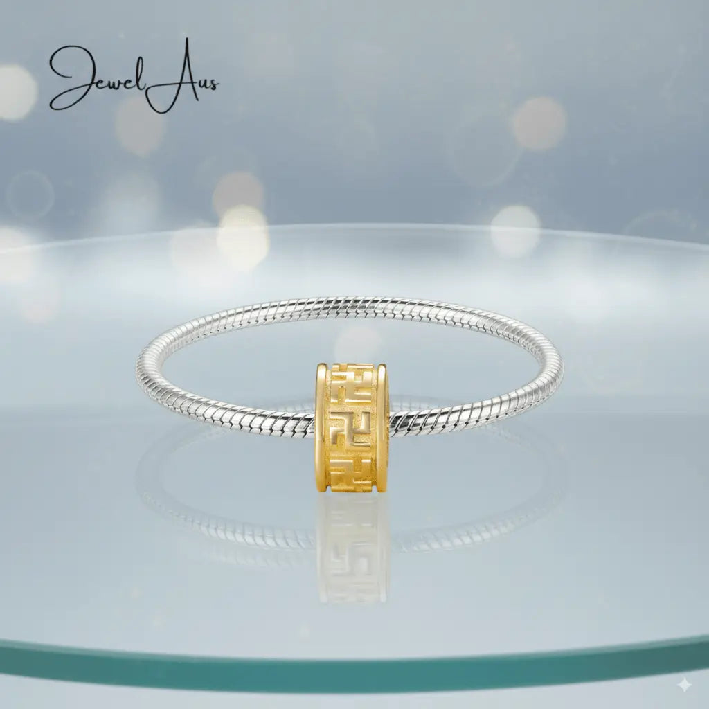 jewelaus CHARMS Buddhist swastika Pattern Stopper Charm