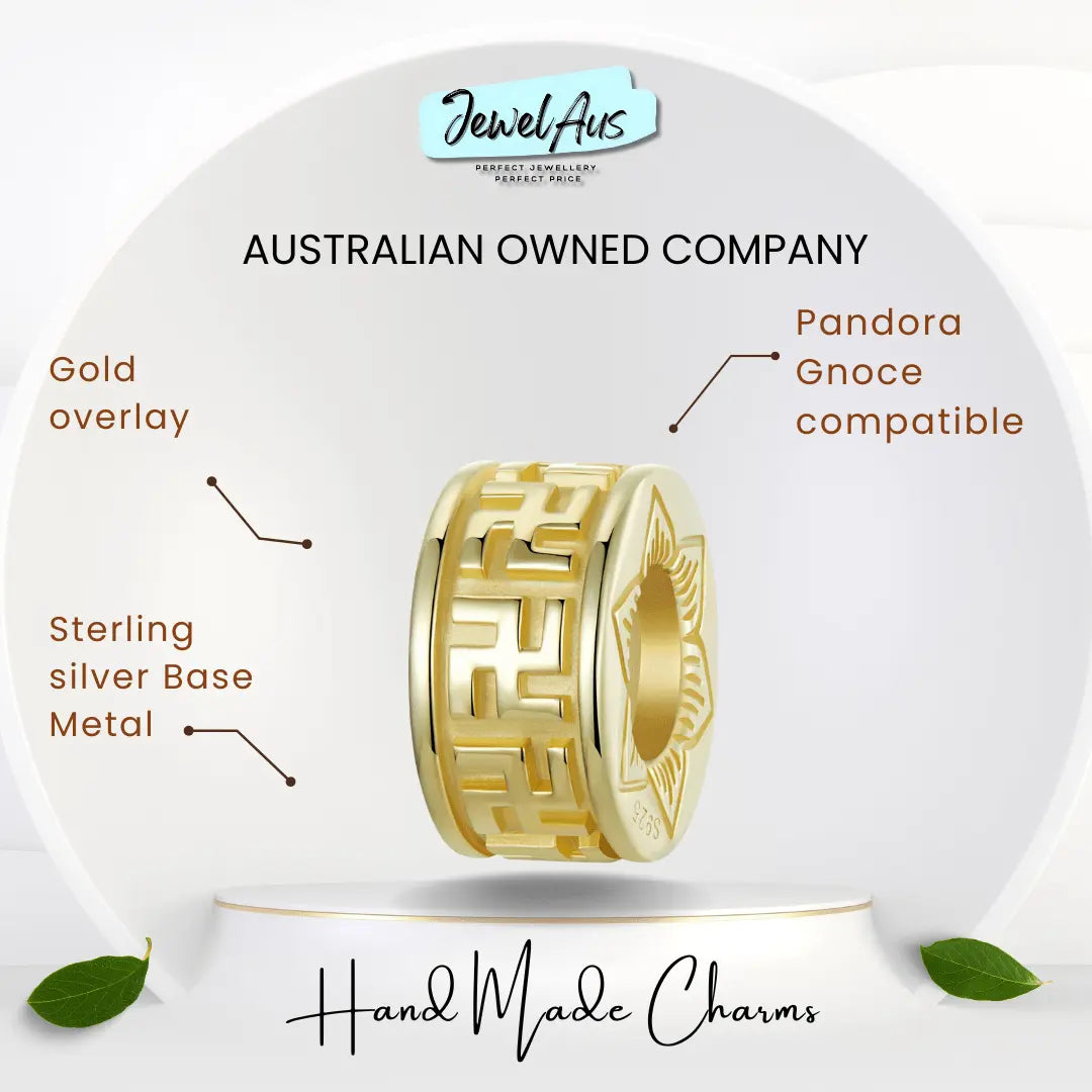 jewelaus CHARMS Buddhist swastika Pattern Stopper Charm