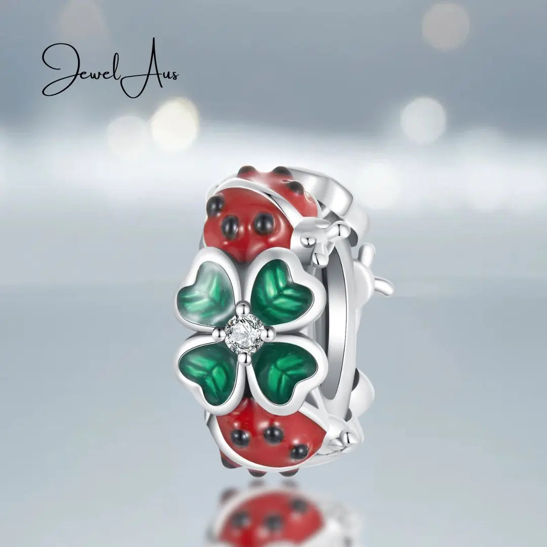 Clover Lady Bug Stopper Charm jewelaus