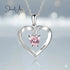 Custom 925 Sterling Silver One Birthstone Heart Necklace cmoffer