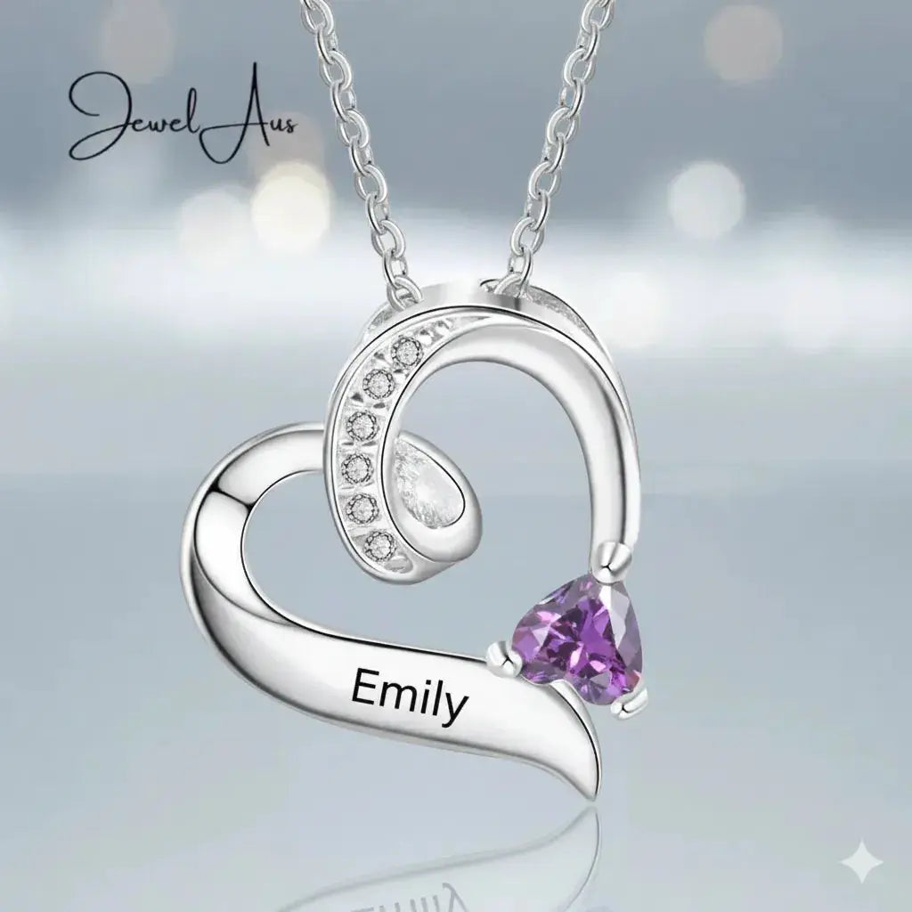Custom Birthstone Heart Necklace jewelaus