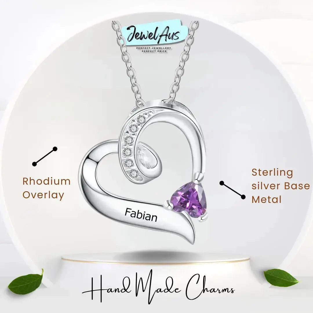 jewelaus Necklace Custom Birthstone Heart Necklace