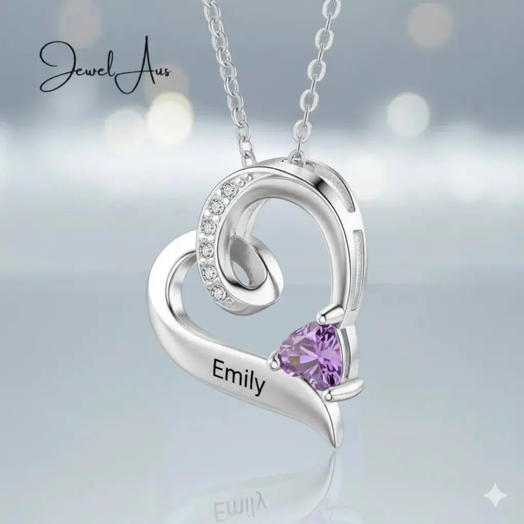 Custom Birthstone Heart Necklace jewelaus
