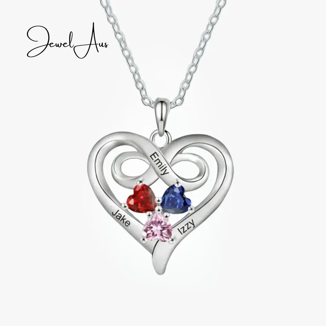 jewelaus Necklace Custom Birthstone Three stone Necklace