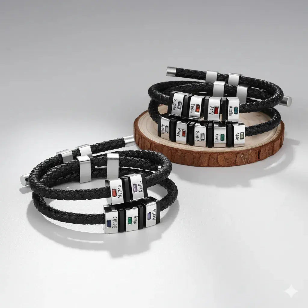 Custom Leather Men Bracelet jewelaus