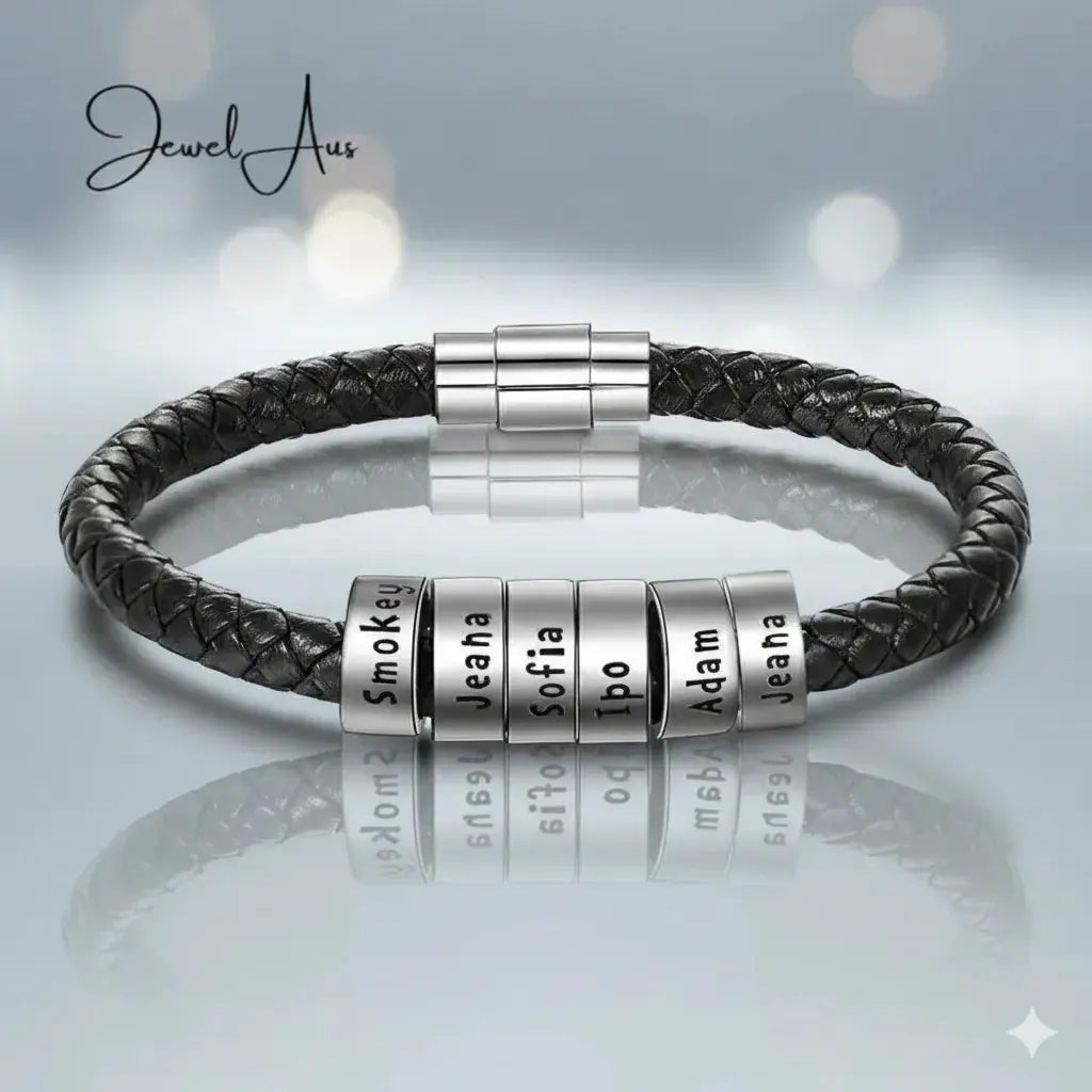 Custom Stainless Steel Leather Bracelet jewelaus