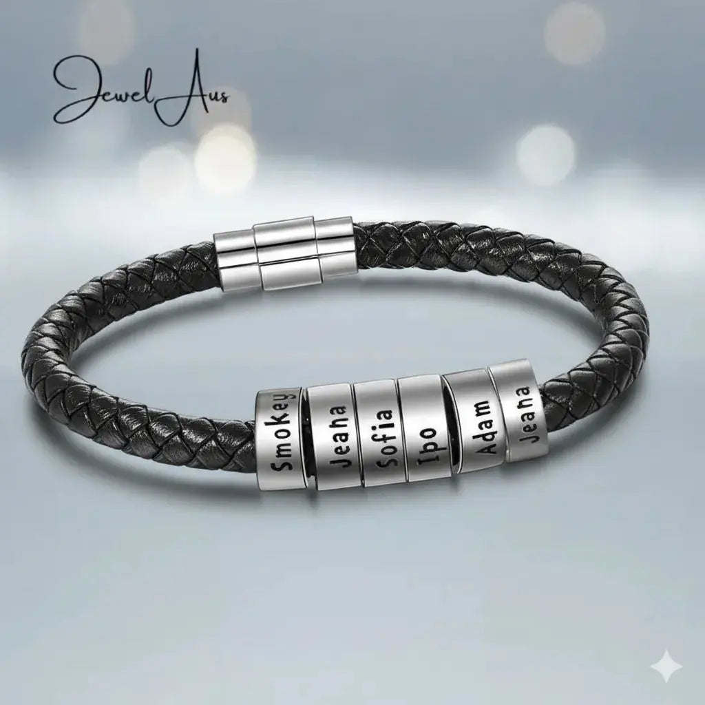 Custom Stainless Steel Leather Bracelet - JEWEL AUS