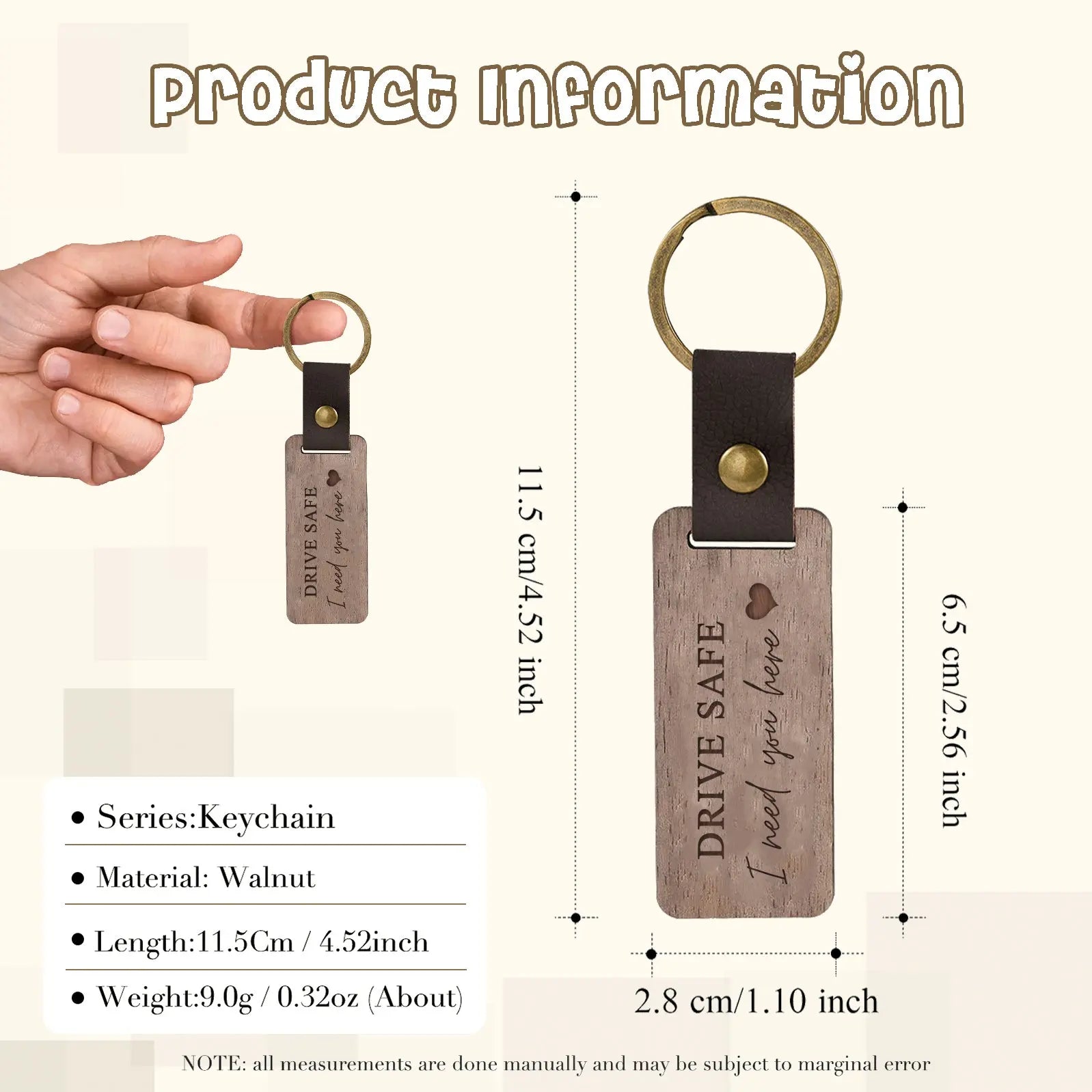 Custom Text Walnut Keychain cmoffer