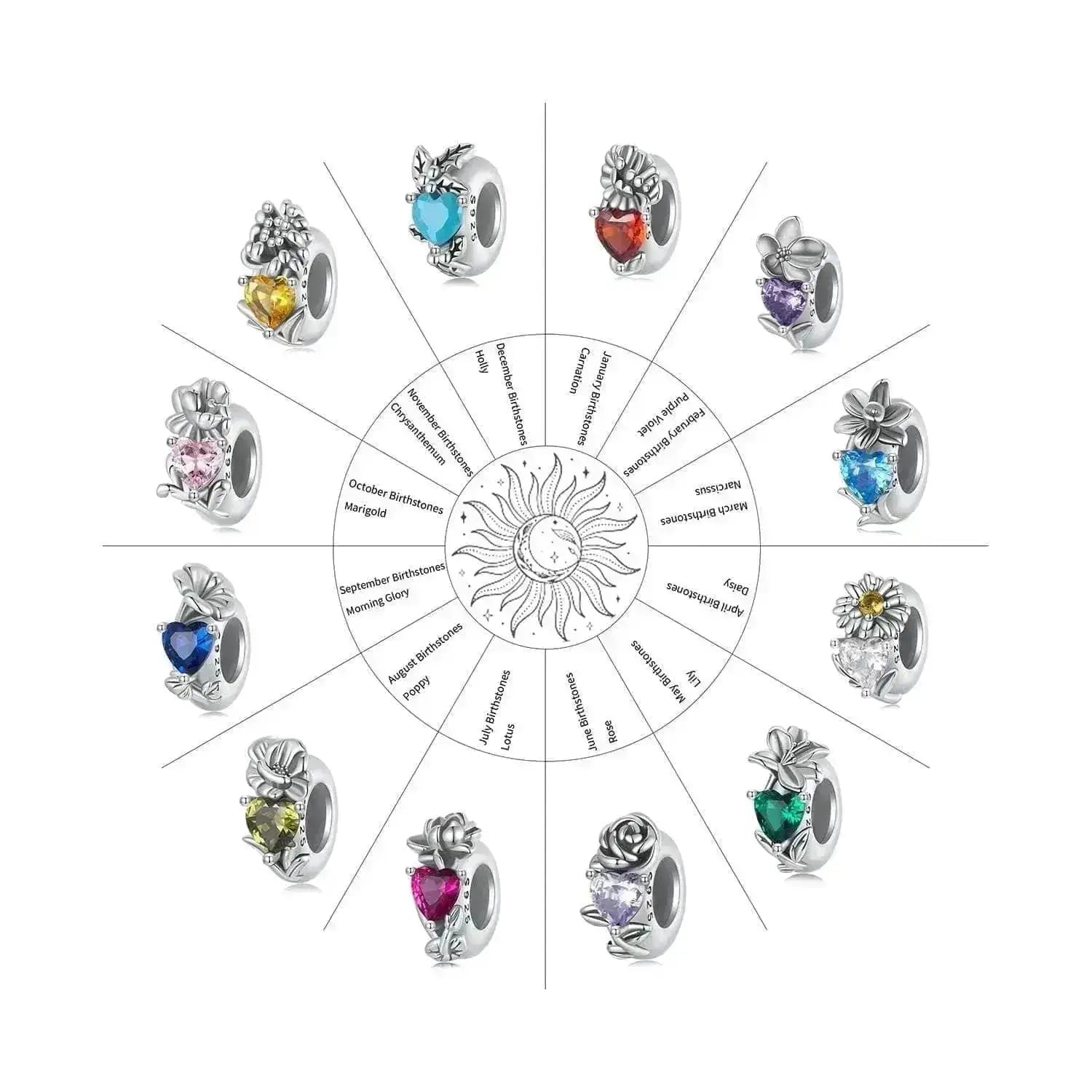 jewelaus CHARMS January Birthstone Flower Stopper Charm