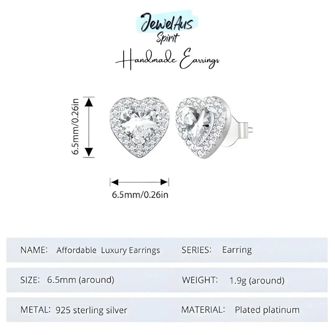 jewelaus Earrings Diamante Heart Stud Earrings