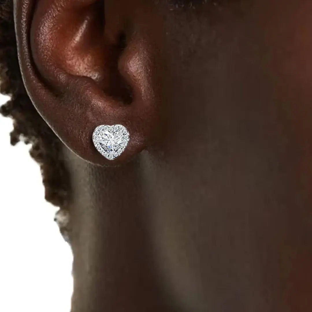 Diamante Heart Stud Earrings jewelaus