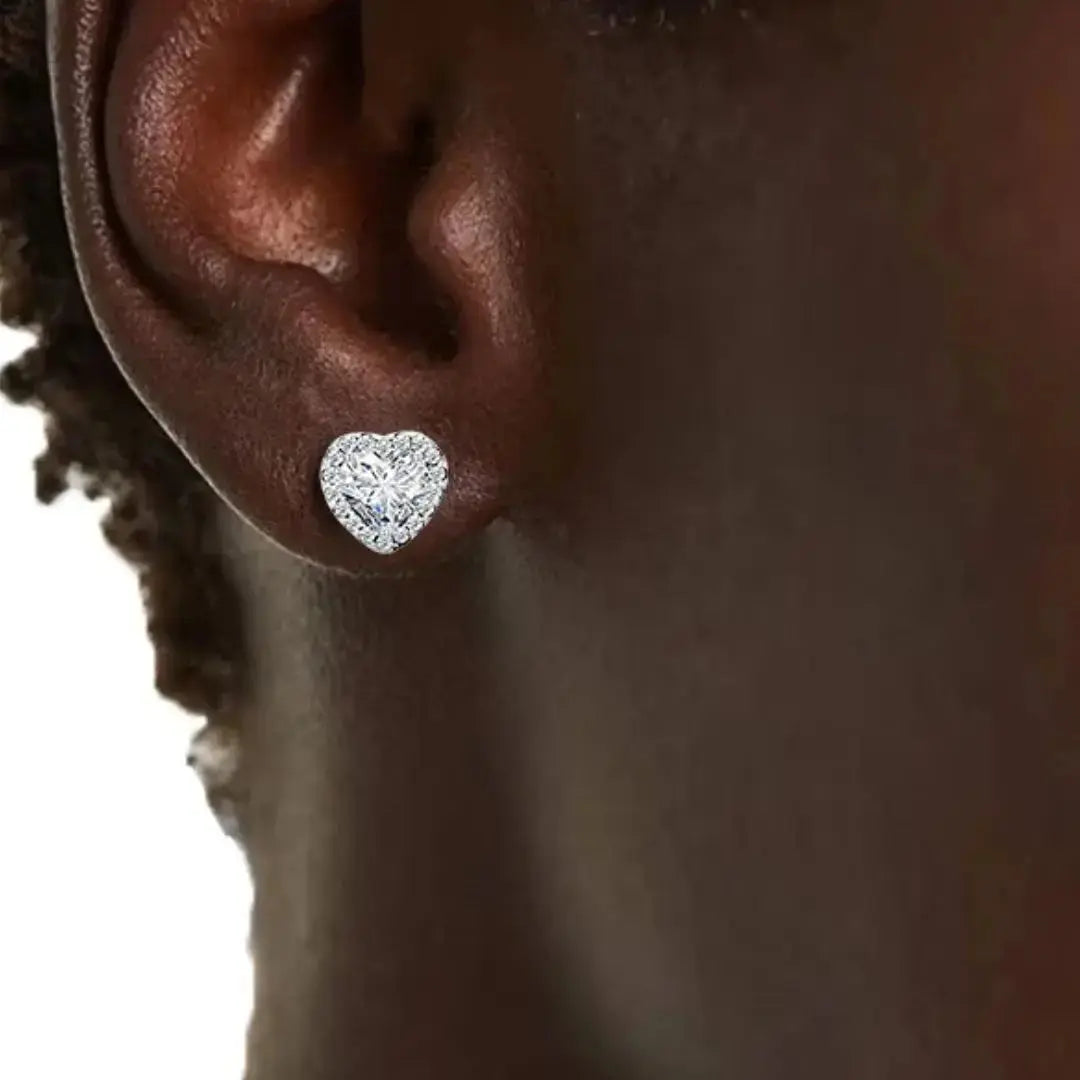 jewelaus Earrings Diamante Heart Stud Earrings