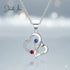 Double Heart Birthstones Necklace jewelaus