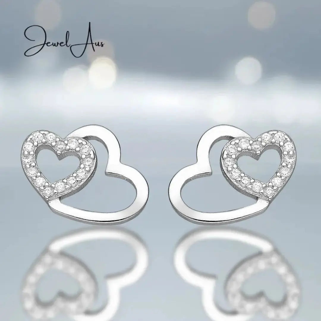 jewelaus Earrings Double Heart Earrings