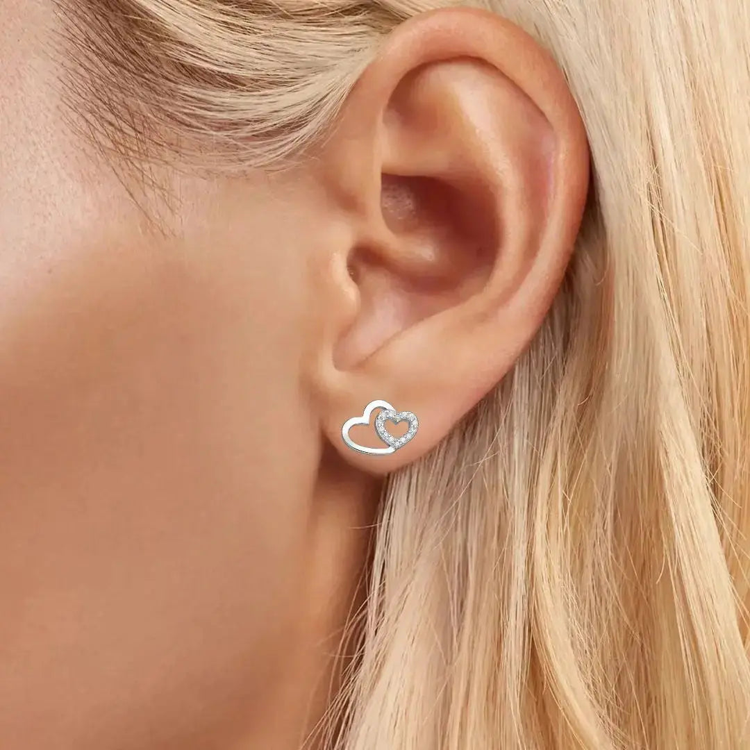 jewelaus Earrings Double Heart Earrings
