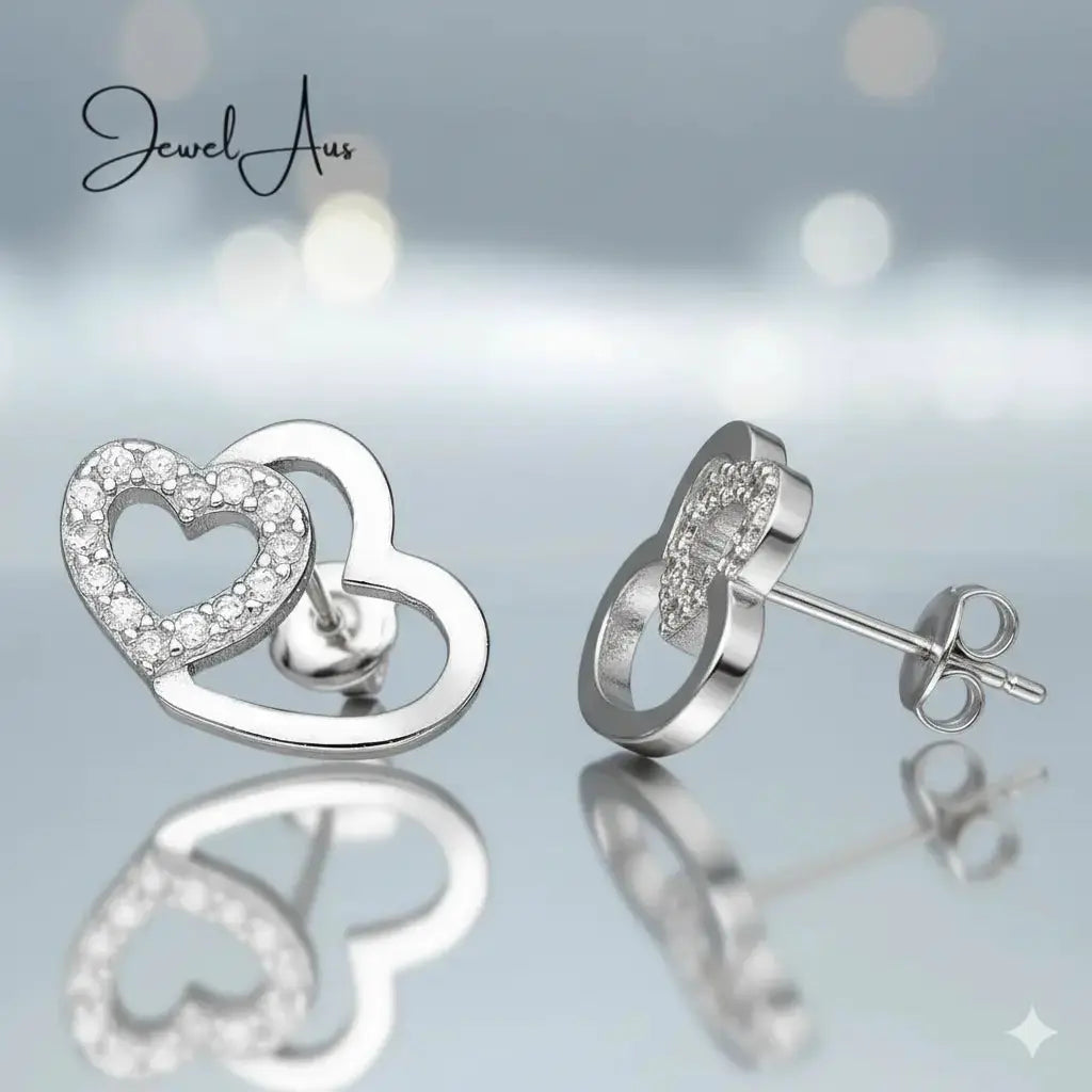 jewelaus Earrings Double Heart Earrings