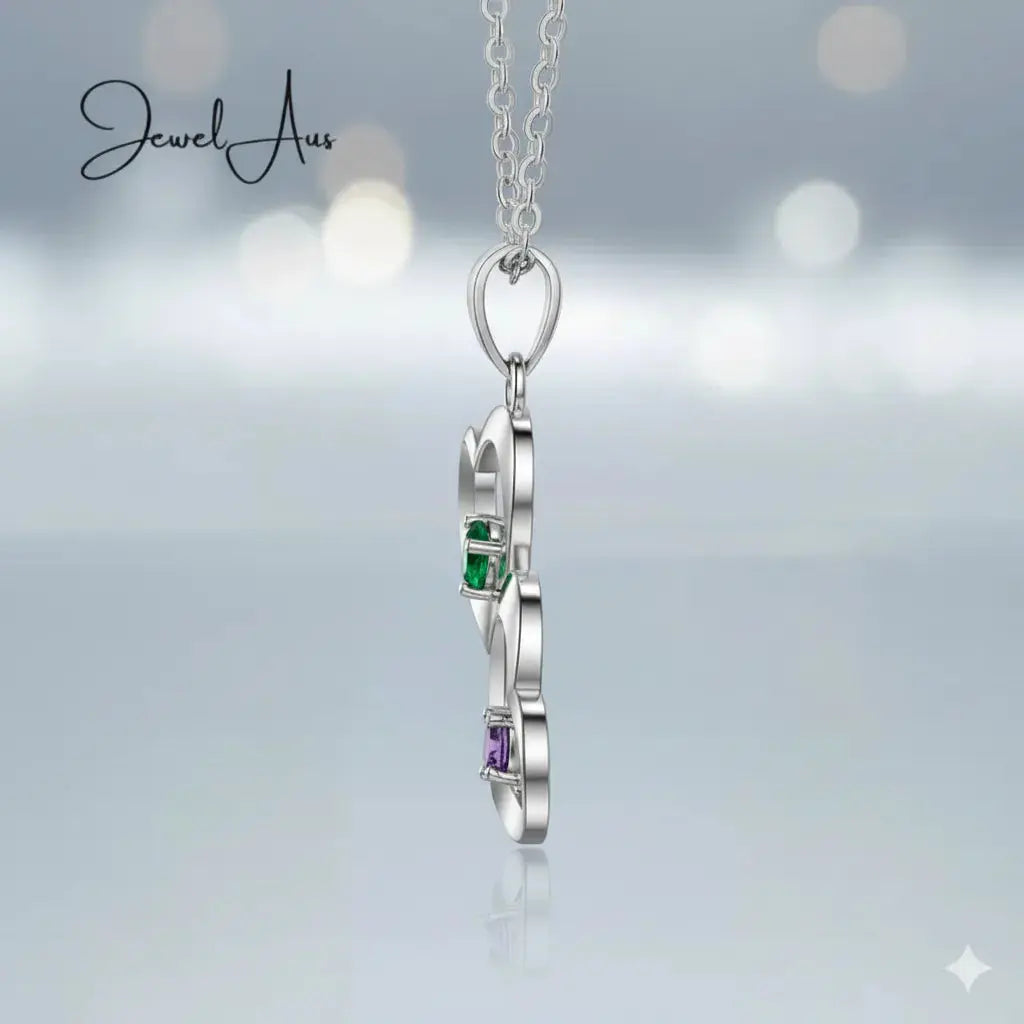 Double Hearts Birthstones Necklace jewelaus