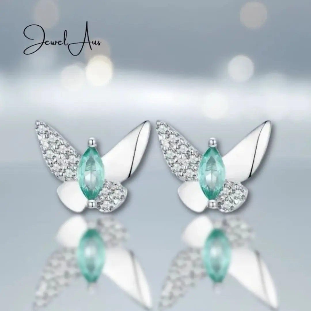 Emerald Butterfly Earrings jewelaus