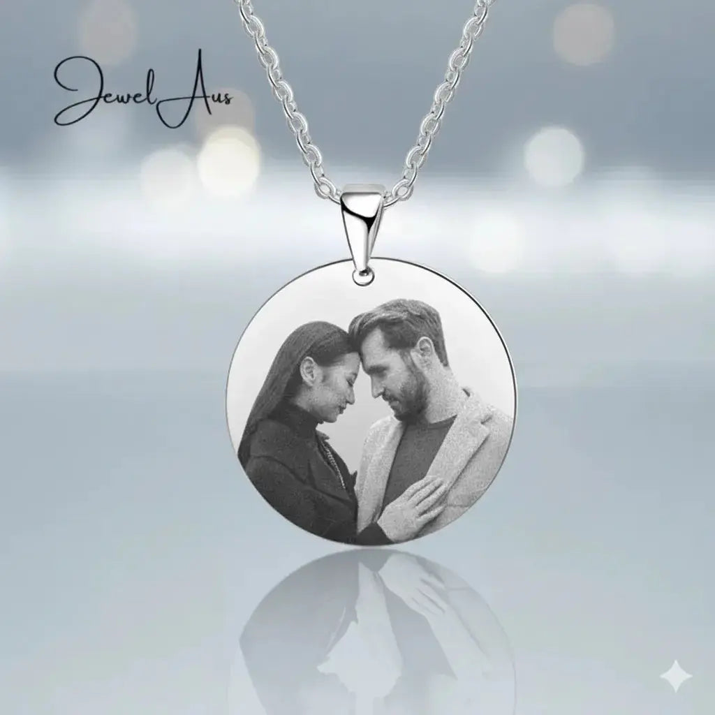 Engraved Stainless Steal Photo Necklace jewelaus