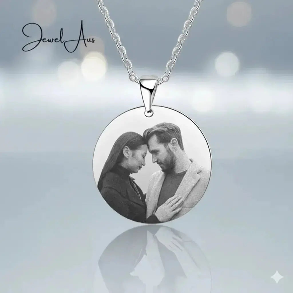 jewelaus Necklace Engraved Stainless Steal Photo Necklace