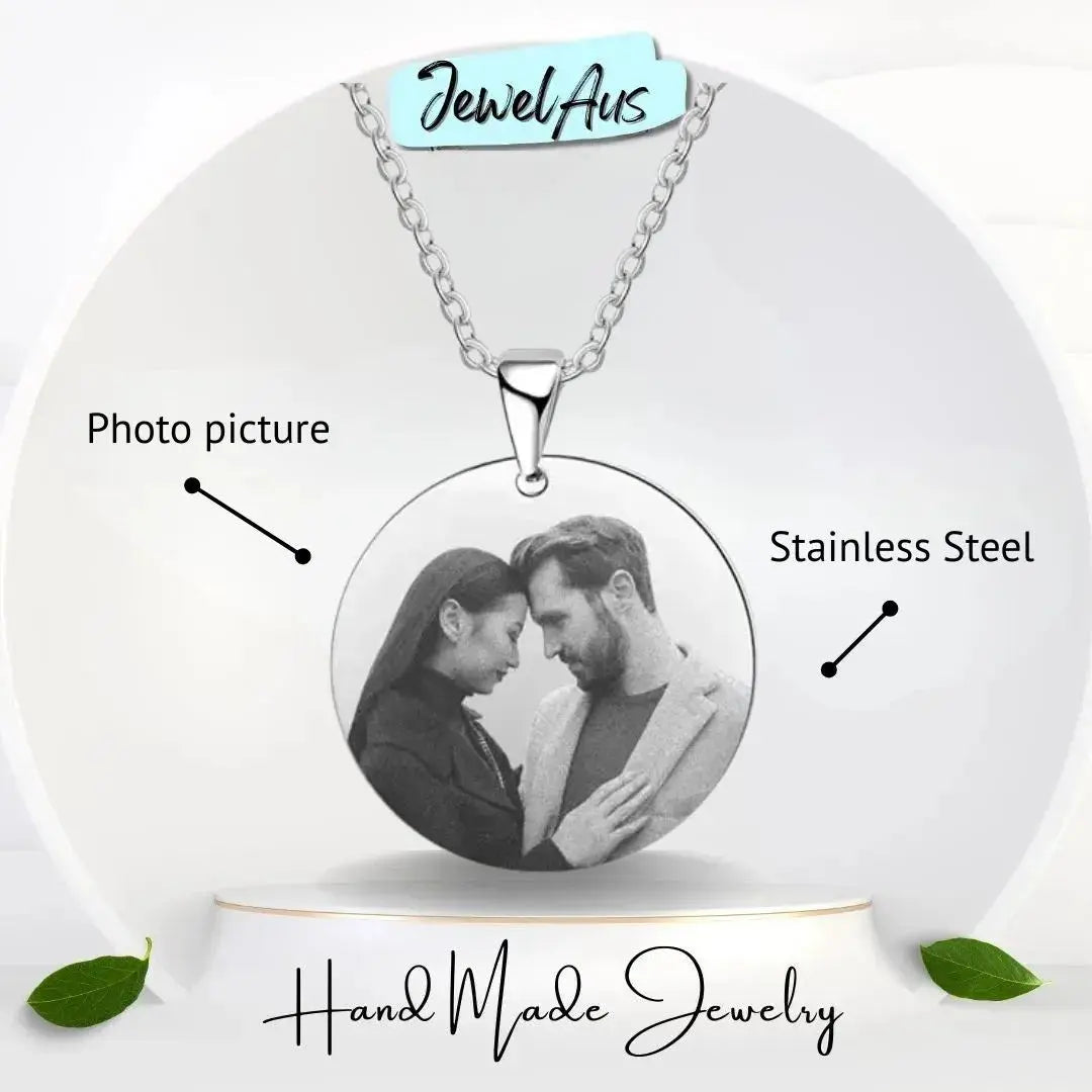 Engraved Stainless Steal Photo Necklace jewelaus