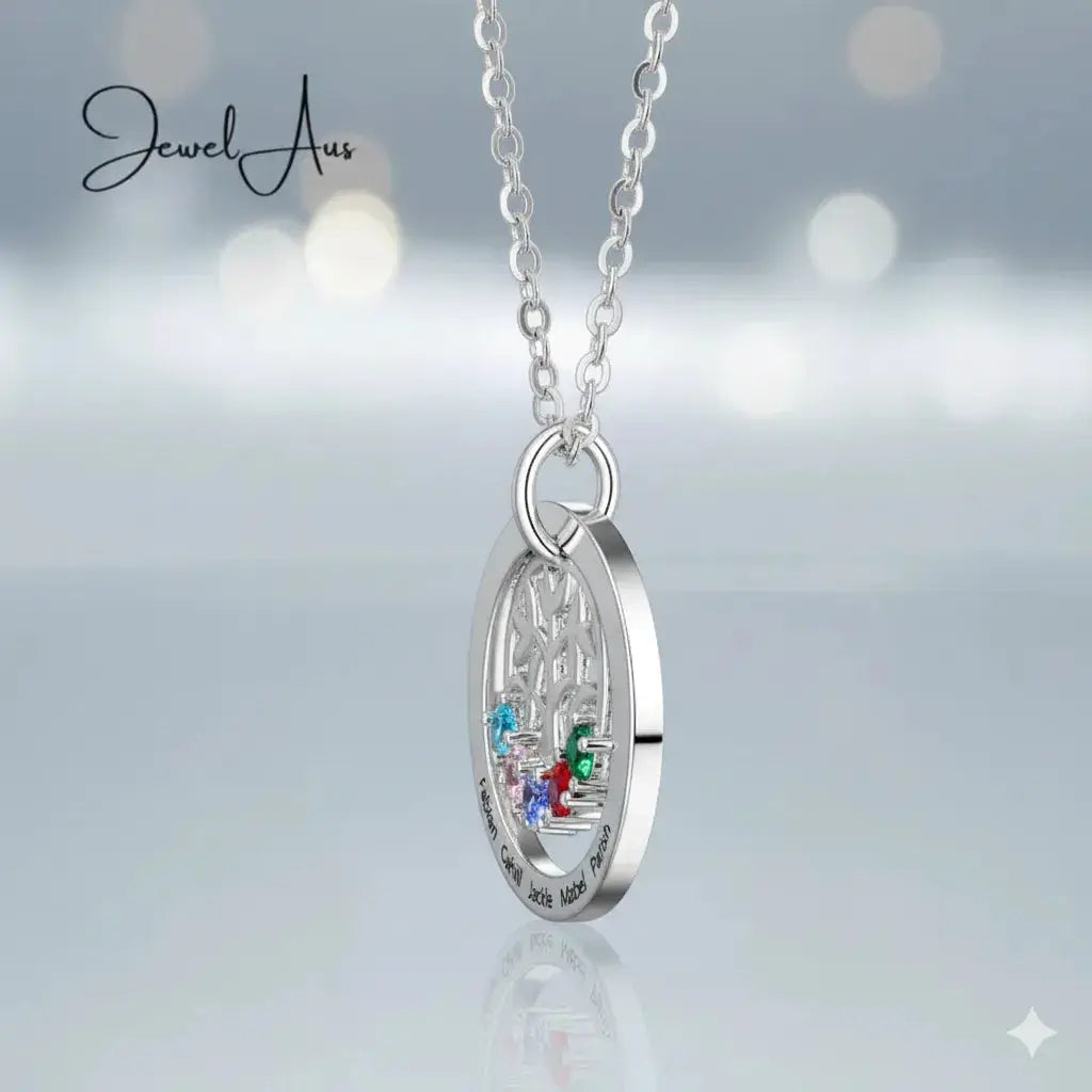 Family Tree Birthstones Pendant Necklace jewelaus