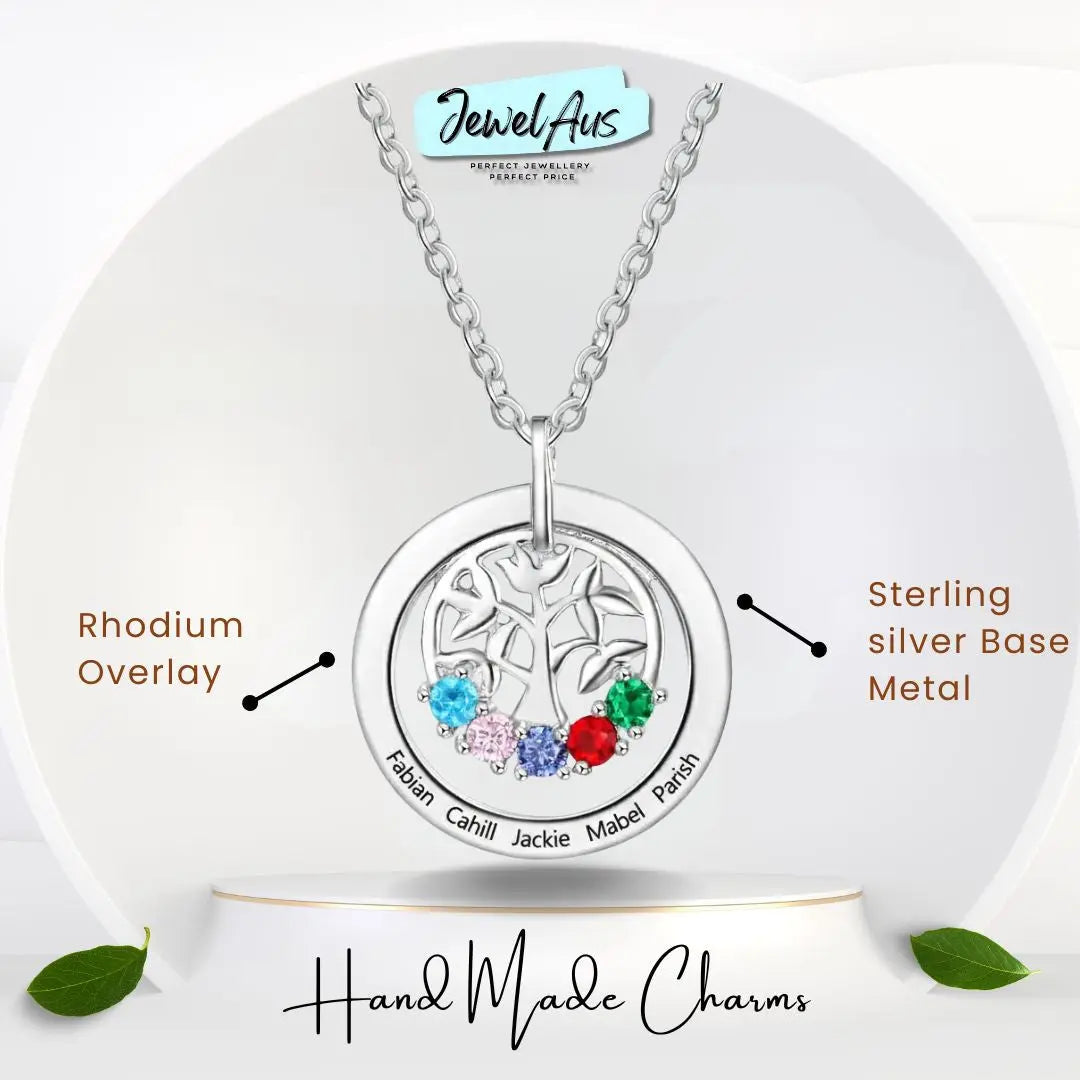 Family Tree Birthstones Pendant Necklace jewelaus