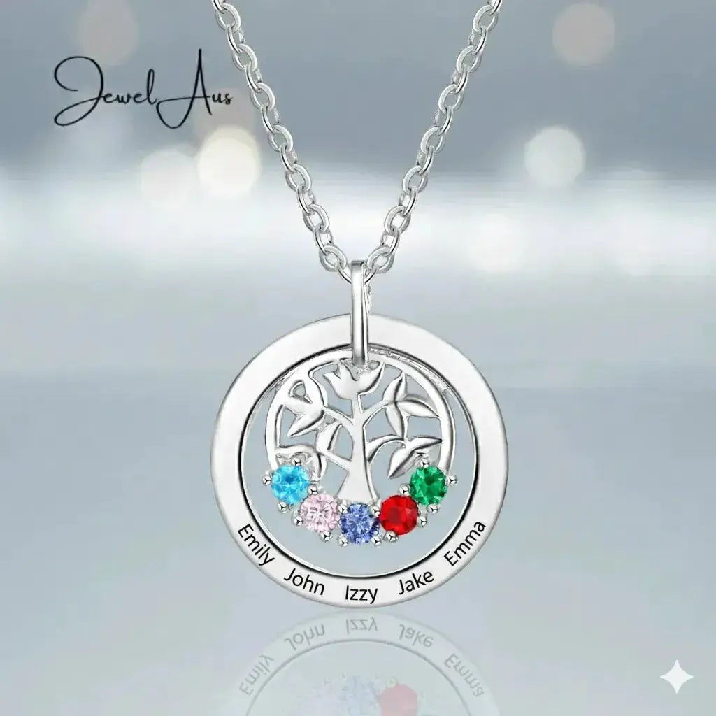 Family Tree Birthstones Pendant Necklace jewelaus
