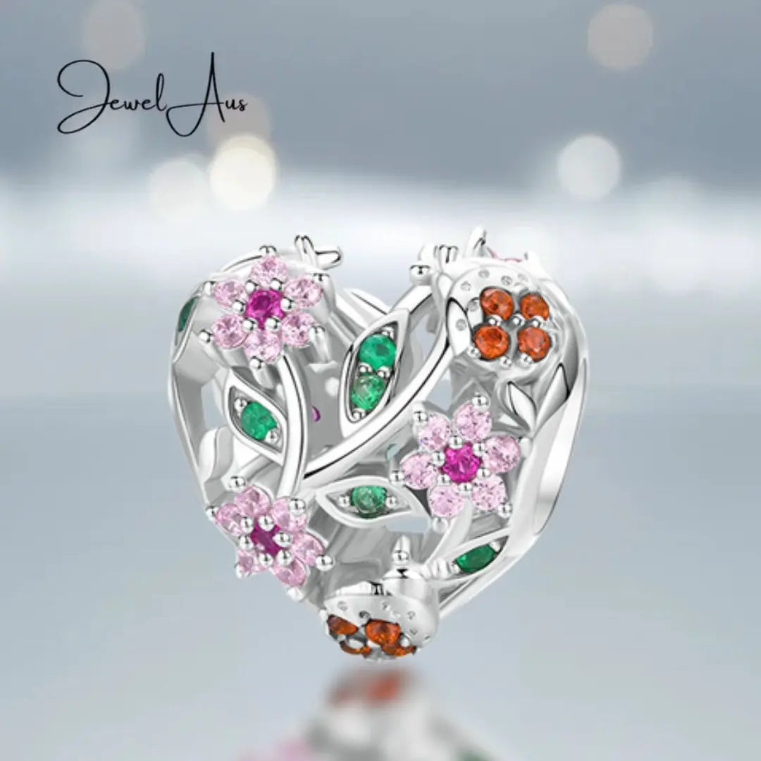 Flower Gem Heart Charm jewelaus