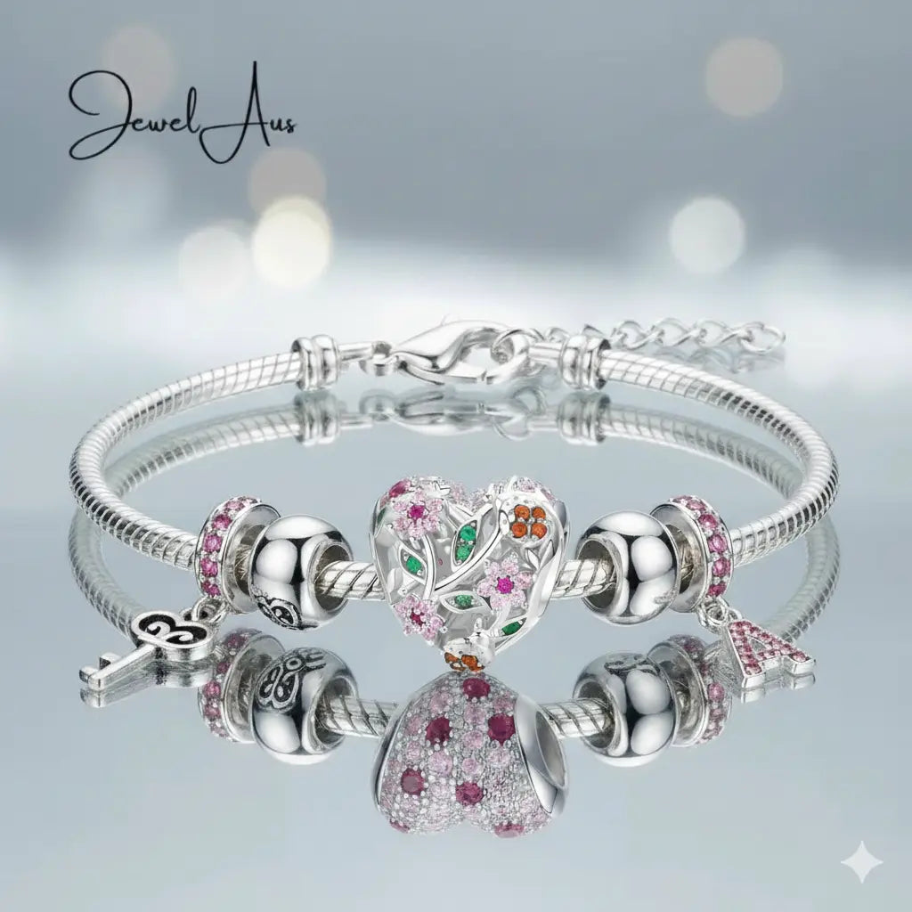 Flower Gem Heart Charm jewelaus