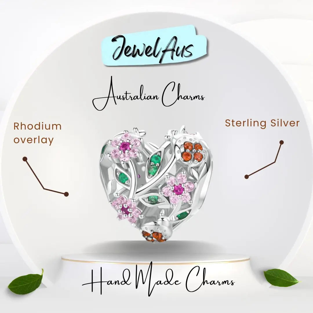 Flower Gem Heart Charm jewelaus