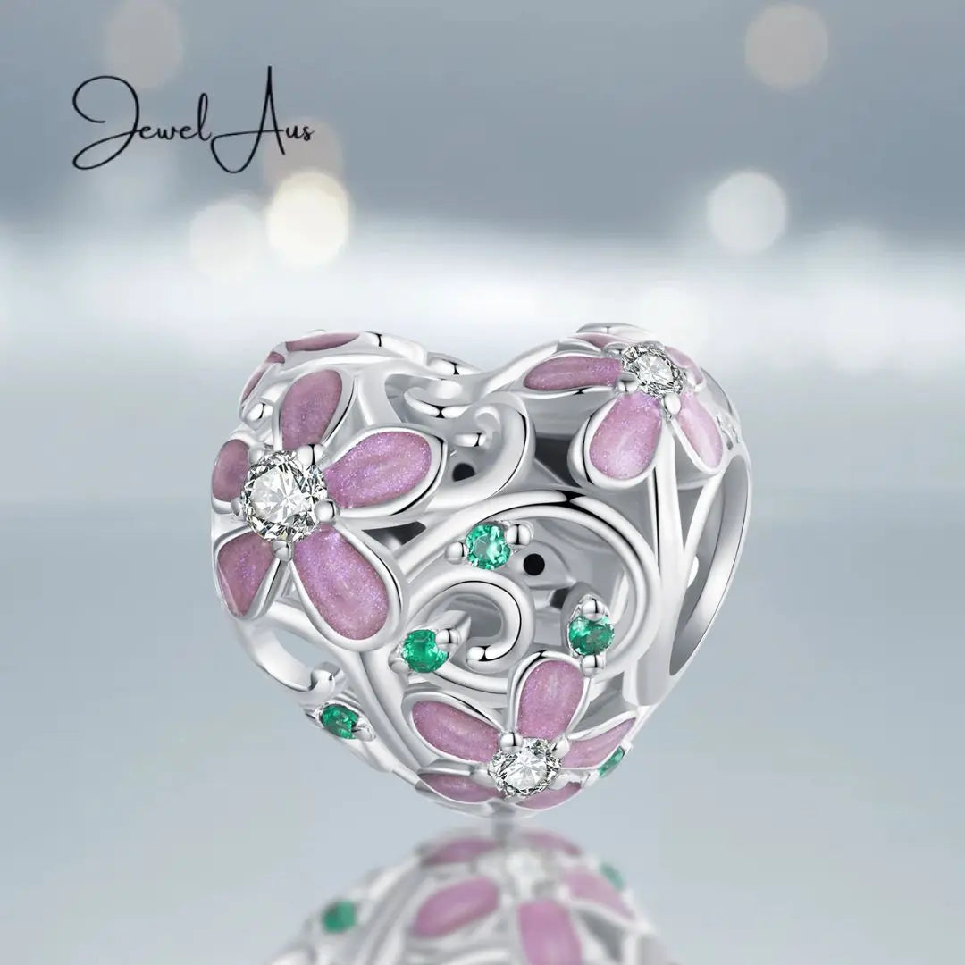 Flower Heart Charm jewelaus