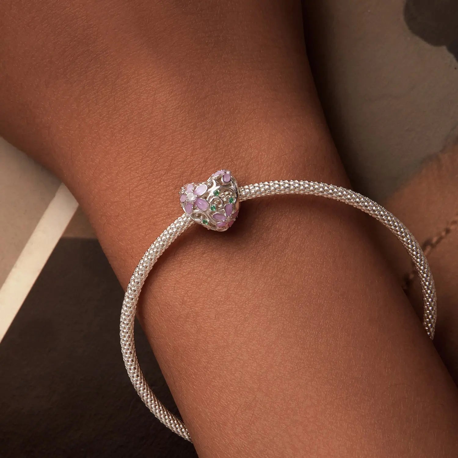 Flower Heart Charm jewelaus