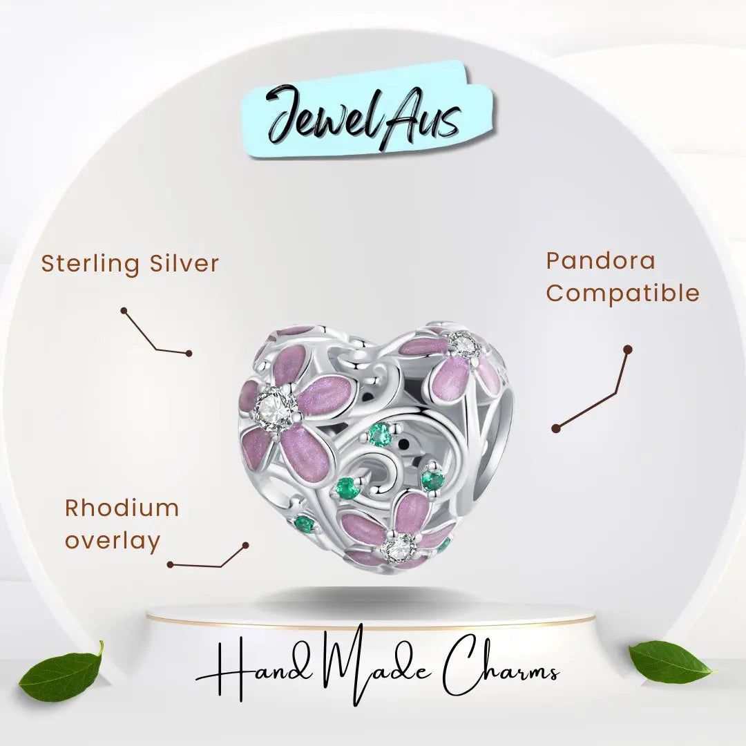 Flower Heart Charm jewelaus